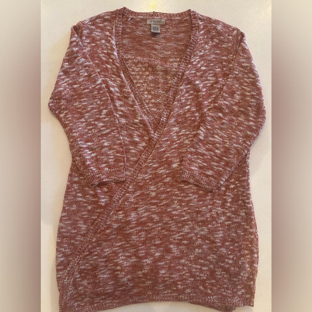 Fresh Marled Rose Wrap Styled Cardigan Sweater